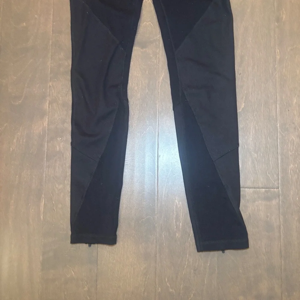 Alo Yoga Womens Black Paneled Ankle Zip Performance Leggings Size Medium